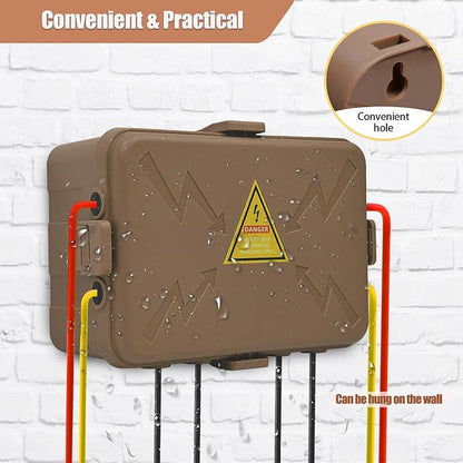 Hrensaw Large Outdoor Electrical Box(12.5x8.5x5inch),IP54 Waterproof Outdoor Outlet Covers,Weatherproof Extension Cord Covers Protect Outlet,Plug,Timer,Power Strip,Holiday Light,Brown