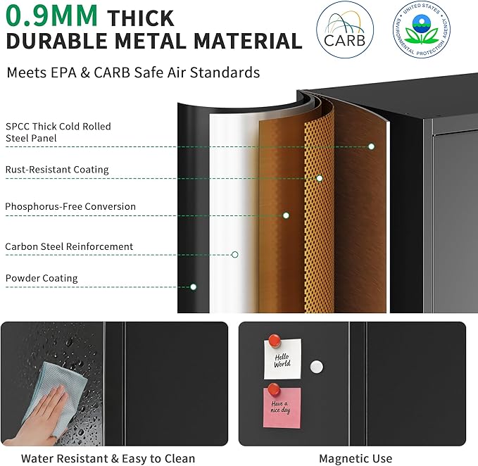 Metal Garage Storage Cabinet with Doors and Adjustable Shelves, 35.4" Locker Organizer Steel Garage Cabinets, Lockable File Cabinet for Home, Office, Warehouse, Tools