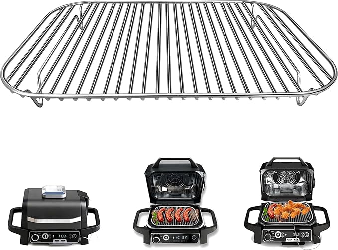 Stainless Steel Rack, 12.6×8.7 Inches Outdoor Indoor Grill Stand Flex Flame Combi Accessories for Ninja OG751 OG701 Woodfire and other Wood fire Electric Air Fryer, Dishwasher Safe