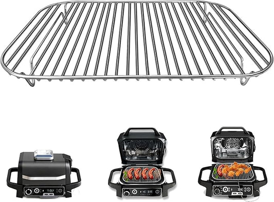 Stainless Steel Rack, 12.6×8.7 Inches Outdoor Indoor Grill Stand Flex Flame Combi Accessories for Ninja OG751 OG701 Woodfire and other Wood fire Electric Air Fryer, Dishwasher Safe
