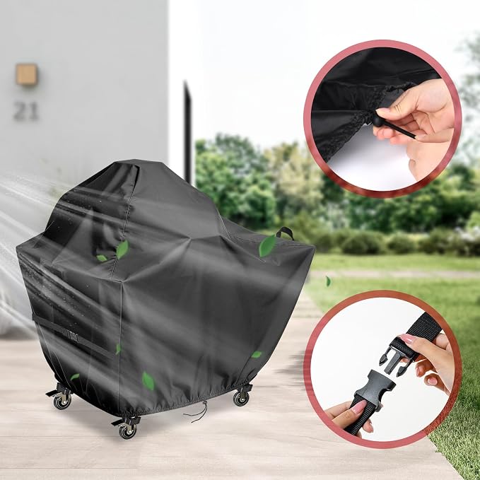 Outdoor Dining Grill Cart Cover - 34" D x 29" W x 29" H, 600D Grill Cart Cover for Glacenox, Heavy Duty Waterproof BBQ Food Prep Table Covers, Black