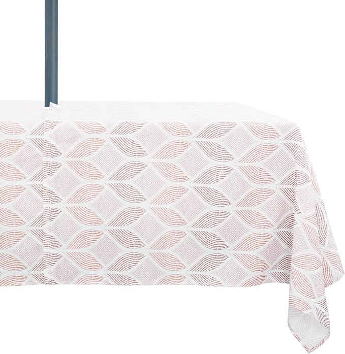 Outdoor Tablecloth with Umbrella Hole Fabric Spill Proof and Waterproof with Zipper Floral Tablecloth for Spring/Summer/Party/Picnic Rectangle 60 x 84 in