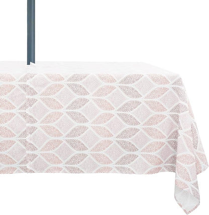 Outdoor Tablecloth with Umbrella Hole Fabric Spill Proof and Waterproof with Zipper Floral Tablecloth for Spring/Summer/Party/Picnic Rectangle 60 x 84 in