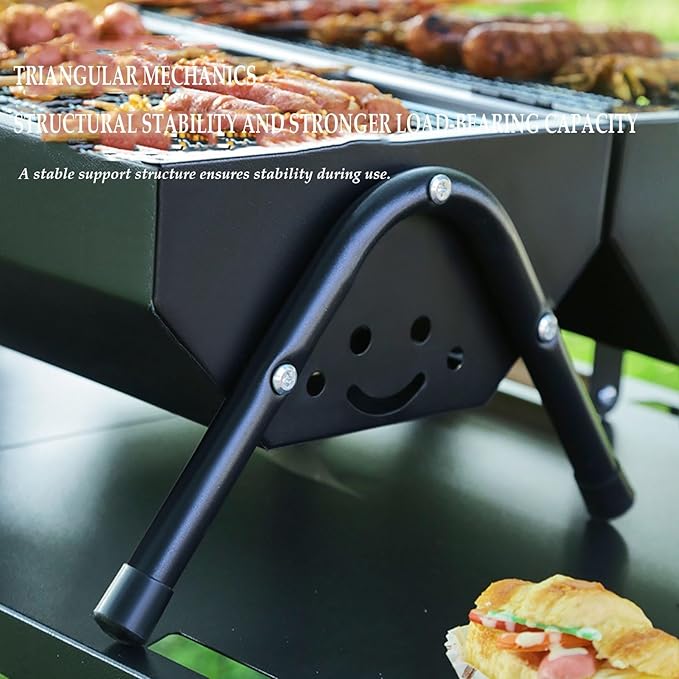Folding Portable Barbecue Charcoal Grill,Tabletop Charcoal Outdoor Indoor BBQ Grill Durable Small Charcoal Barbecue for Patio Balcony Picnic Camping Cooking(White)