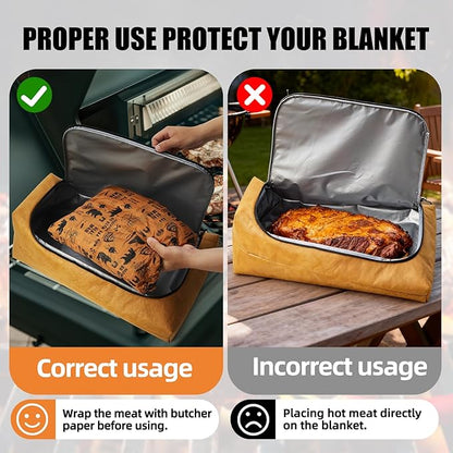 270° Opening BBQ Blanket for Resting Meat, Insulated Leak-Proof Meat Resting Bag for Brisket Turkey Pork, Smoker Accessories for Party Camping Kitchen, Anniversary Birthday Gift for Men Dad Husband