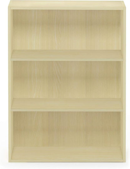 Furinno PASIR Book Shelf, 3-Tier Bookshelf, Storage Shelves Bookcase, 9.7 x 23.7 x 31.5, for Living Room, Bedroom, Home Office, Steam Beech