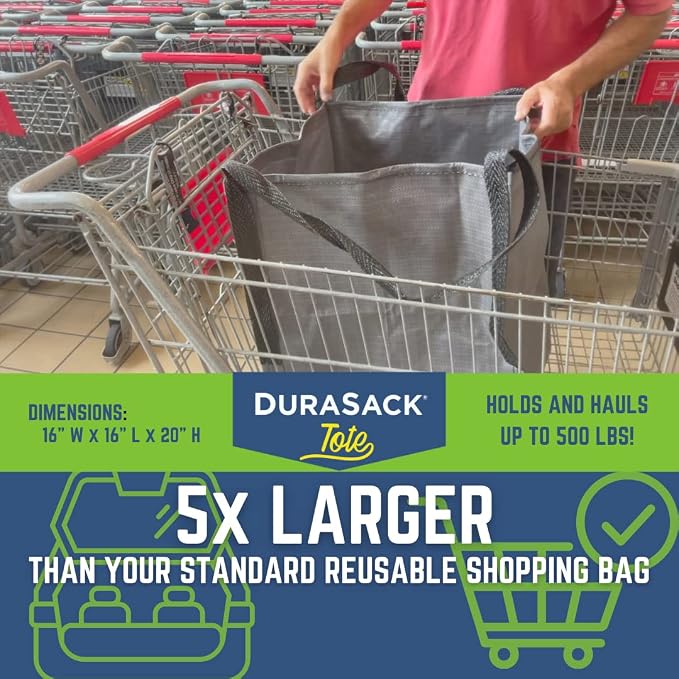 DURASACK Heavy Duty Storage Tote Bag 22-Gallon, Multicolored, Pack of 4 | Rugged Woven Polypropylene Moving Bag, Reusable Self-Standing Design, Holds up to 500 Pounds
