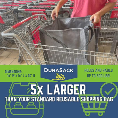 DURASACK Heavy Duty Storage Tote Bag 22-Gallon, Multicolored, Pack of 4 | Rugged Woven Polypropylene Moving Bag, Reusable Self-Standing Design, Holds up to 500 Pounds