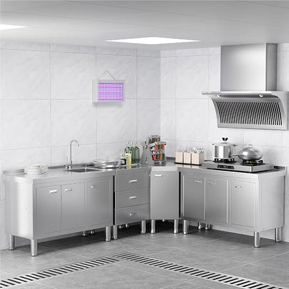WWK Outdoor Kitchen Drawer, Stainless Steel Kitchen Cabinet with Drawers, Triple Access BBQ Drawers for Outdoor, Commercial Restaurant, Garage, 20.87" D x 19.68" W x 35.43" H