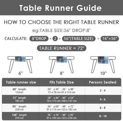 Emvency Modern Table Runner, Blue and Grey Geometric Abstract Artistic for Kitchen Coffee Table Family Dinners Holiday Parties Wedding Events Decor(13x72 inch)