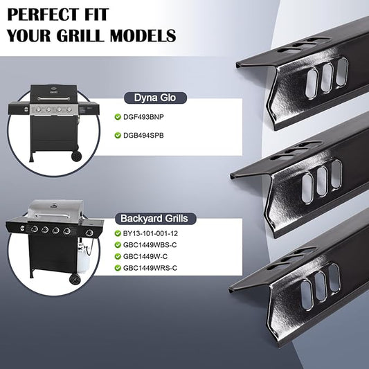 Hiorucet Grill Grease Tray Kits for Dyna Glo DGF493BNP Replacement Parts, Backyard BY13-101-001-12, Adjustable 24''-30'' Drip Pan, Grates, Heat Plates for Dyna Glo Grill Replacement Parts 4 Burner.