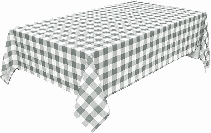 Waterproof Plaid Tablecloth Fabric - Square 58x58 Inch Classic Gingham Checker Table Cloth for Indoor/Outdoor Use - Buffalo Table Cover for Picnics, BBQs, and Parties