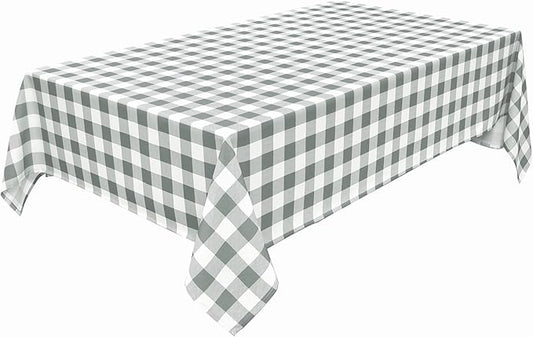 Classic Gingham Plaid Tablecloth Fabric - Rectangular 58x102 Inch Water Resistant Checked Table Cloth for Indoor/Outdoor Use - Table Cover for Kitchen, Picnics, Gardens, and Parties