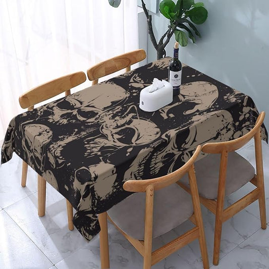Rectangle Table Cloth,Grunge Seamless Pattern Skulls Tablecloths Stain Resistance Water Repellent Washable Table Cover Decor for Home Kitchen Dining Party Patio Indoor and Outdoor 60"x 84"