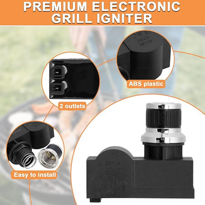 DHLG-12 Igniter 2 Outlets Universal Tact Push Button Igniter Kit for CharBroil Igniter Replacement,Nexgrill, Broilmaster, Broil-Mate, Kenmore Sears, Brinkmann,Char-Griller Grill etc.,AA Battery Needed