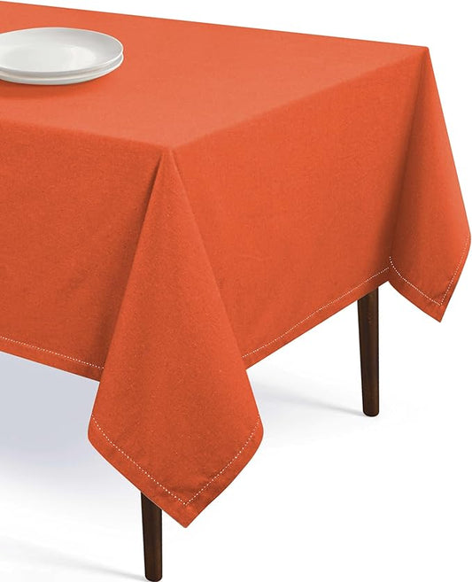 Table Cloth Rectangle 52x70, Kitchen Dining Indoor Outdoor Buffet Table Cover 100% Cotton Tabletop Table Cloth Decoration Parties BBQ Machine Washable, Orange