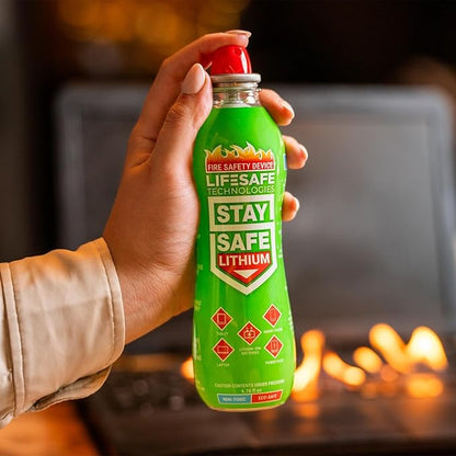 StaySafe Lithium Fire Extinguishing Spray By LifeSafe Technologies | Patented Non-Toxic Fluid Suppresses Fires Caused By Lithium-Ion Batteries in Phones, Laptops, Power Banks and Other Electronics