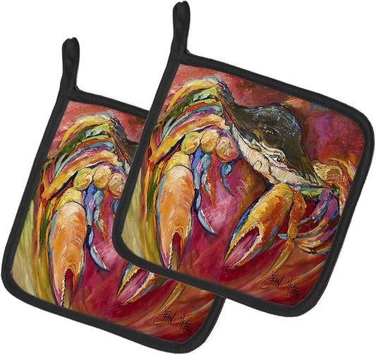 Caroline's Treasures JMK1249PTHD Crab Stars Pair of Pot Holders Kitchen Heat Resistant Pot Holders Sets Oven Hot Pads for Cooking Baking BBQ, 7 1/2 x 7 1/2