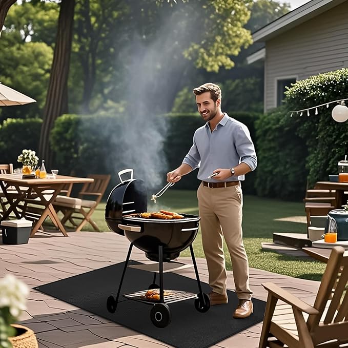 Grill Mats for Outdoor Grill Compatible with Blackstone 28 & 36in Griddle to Protect Deck and Patio, Fireproof Griddle Mat, Griddle Accessories Compatible with Blackstone Griddle, 65x48x0.02in, Black