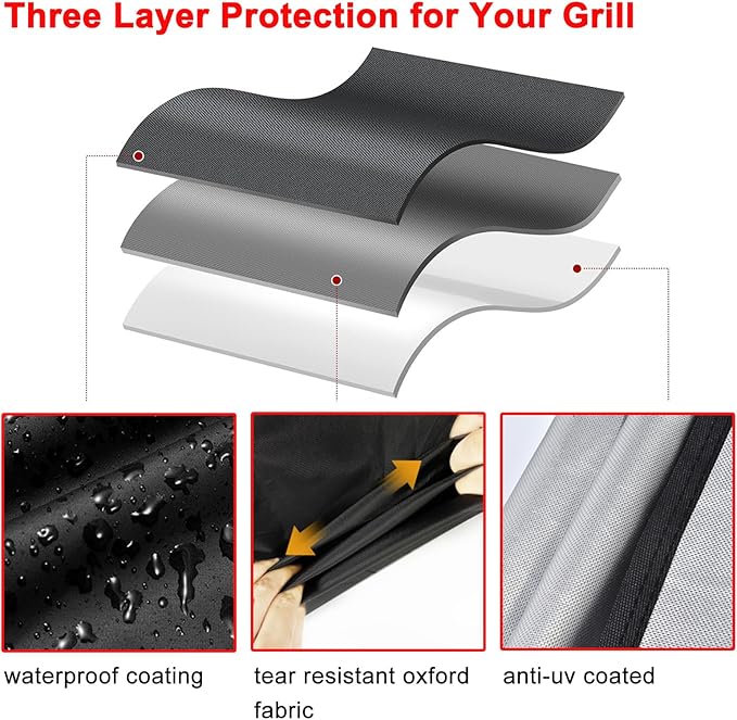 Grill Cover, 65-Inch BBQ Grill Cover Heavy Duty Waterproof UV Resistant Tear Resistant for Outdoor Grill, Compatible for Nexgrill Brinkmann Weber Dyna-glo