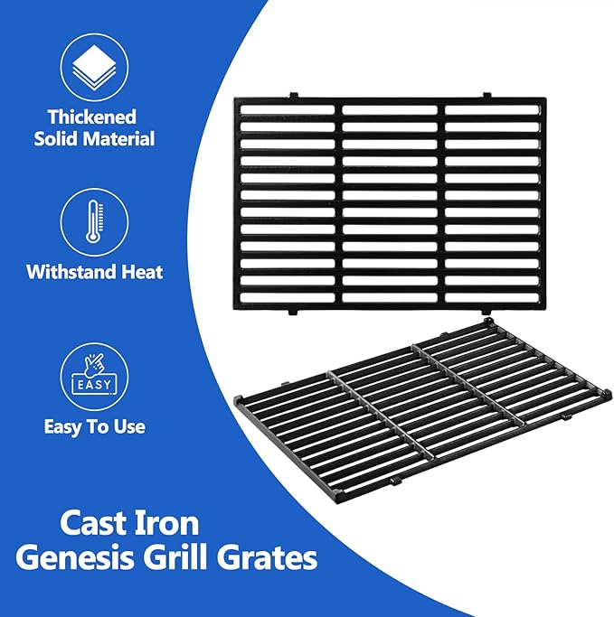 Genesis E-310 7524 Grates Replacement Parts for Weber Genesis 300 Gas Grill Grates Genesis E310 E-310 E-320 E-330 S-310 S-330 S-320 CE-310 CE-330 CEP-310 Cast Iron Cooking Grids Genesis Grill Parts