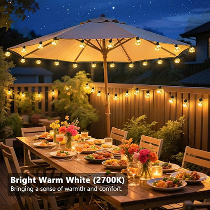 Outdoor String Lights Plug in, 25ft 20 LED Bulbs Hanging Patio Lights Dimmable with Timer & Remote, Globe Bulb Shatterproof & Waterproof for Outdoor Indoor Backyard Balcony Decor - Warm White