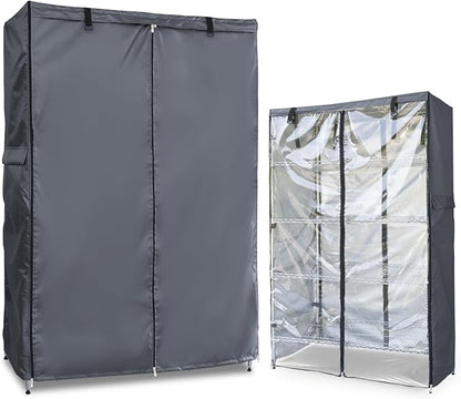Waterproof Shelf Cover,600D Heavy Duty Dustproof Storage Wire Rack Covers,Outdoor Shelving Covers for Wire Shelves with Zipper 36''x14''x72'',Clear Front.