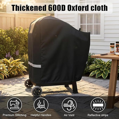 QuliMetal Grill Cover for Rectec RT-B380 & RT-B380X, Rec tec 380 380X Bullseye Deluxe Wood Pellet Grills - Heavy Duty Waterproof Fade Resistant Outdoor BBQ Grill Cover with Elastic Drawstring