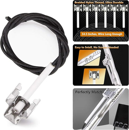 Grill Parts Kit Compatible with Nexgrill 720-0896B 720-0896C 720-0882A 720-0896 720-0925 720-0896E Grills, 6 Pack Grill Burner Tubes & Grill Ignitors & Flame Tamers Heat Shields
