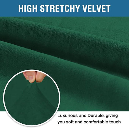 H.VERSAILTEX 1 Peice Stretch Velvet Sofa Covers for 3 Cushion Couch Covers Sofa Slipcovers Furniture Protector Soft, Crafted from Thick Comfy Rich Velour (Sofa 72"-90", Christmas Green)