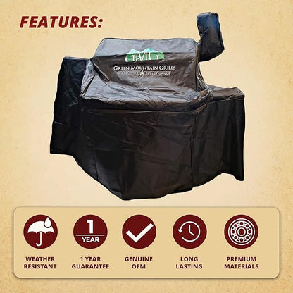 Green Mountain Grills Pellet Grill Cover Fits Daniel Boone Choice, Prime, Ledge 1.0 Models, Full Length, Black GMG-3001 GMG-3003