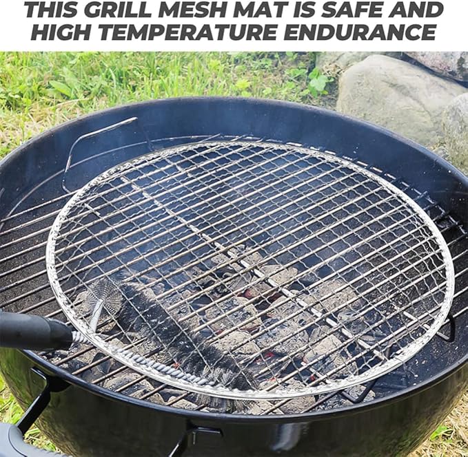 Kichvoe 13 Inch Disposable Round Bbq Grill Net Non-Stick Mesh Cooking Grate for Outdoor Camping Fire Pit Grilling Meat Vegetables Fish Skewers
