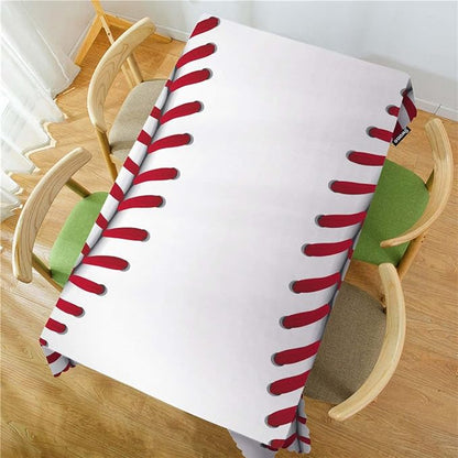Swono Rectangle Tablecloth Baseball Table Cover 52x70 Inch Sport Baseball Red Lace Seam Heavy Duty Table Cloth for Rectangle Tables Decorative Tablecloth for Dining Party Camping BBQ
