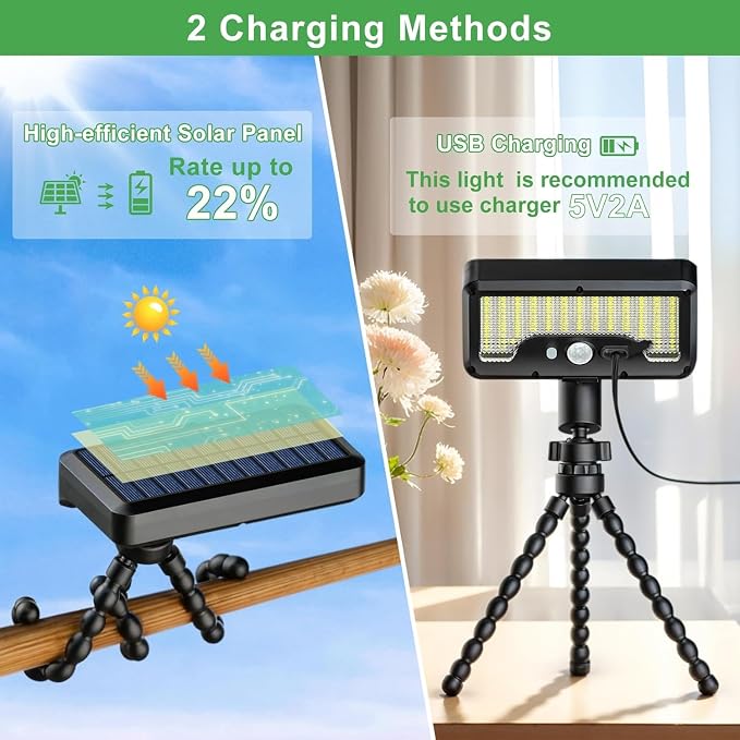 Grill Light, BBQ Accessories for Outdoor with Octopus Stand, 3 Modes, USB & Solar Powered, Mens Stocking Stuffers Grilling Gifts, 360 Degree Flexible Neck, IP65 Waterproof LED Light