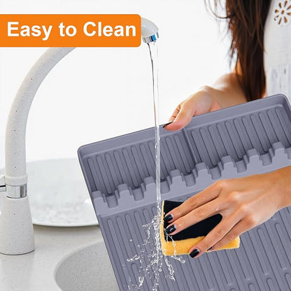Grill Pad Compatible with Blackstone, Silicone Griddle Tools Mat, Heat Resistant Spatula Mat, BBQ Grill Tool Pad, Blackstone Griddle Accessories for Kitchen, Cooking & Countertop（Grey）