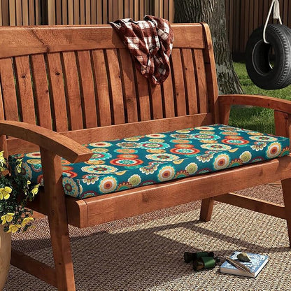 Magpie Fabrics Patio Bench Cushion Cover 42x18x3 Inch, NO Insert! Water Resistant Outdoor Loveseat Replacement Cover with Zipper (Floral Green)