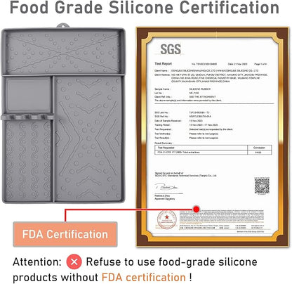 Griddle Mat Barbeque Grill Accessories Tools for Blackstone, Side Shelf Food-Grade Silicone Grill Mat, Spatula Silicone Mat with Drip Pad for Outdoor Grill Kitchen Counter - Grey