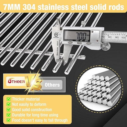 Utheer 304 Stainless Steel Grill Grates for Weber Spirit 2025 Front-Control Models, Fits Spirit E-210 E-310 E-325, 2PCS 7mm Solid Stainless Steel Replacement Grates, Replaces Weber 7637