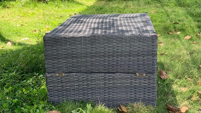 BTEXPERT Outdoor Chaise Lounges Pool Cushioned Chair Wicker Patio Rattan Poolside Folding Space Saving Sun Lounger Adjustable Backrest Couch Reclining Fully Assembled Blue One Piece