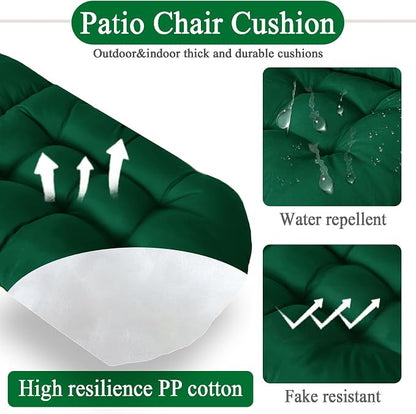 Adirondack Chair Seat Cushion for Outdoor Patio Wicker Porch Furniture | Waterproof cover with straps, PP cotton, high back thick seat pad for adirondack rocking chair lawn indoor outdoor 44x19x4