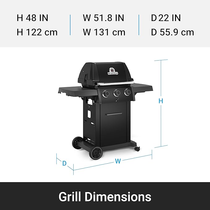 Broil King 824154 Royal 320 Shadow 3-Burner Propane Gas Grill in Black