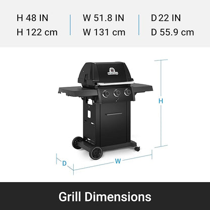 Broil King 824154 Royal 320 Shadow 3-Burner Propane Gas Grill in Black