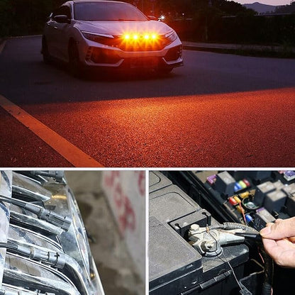 1Set(6Pieces) Universal Amber LED Lights Front Grille Compatible with Ford Toyota Truck Raptor Style Car Accessories with Harness