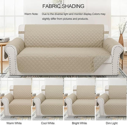 Reversible Loveseat Couch Sofa Covers, 2-Seater, Sand/Beige | Loveseat Covers for Dogs Water Repellent, Friendly Furniture Protector with Elastic Straps for Living Room