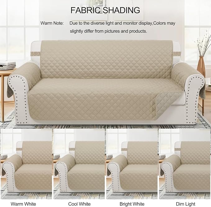 Reversible Recliner Chair Covers, 23" Chair, Sand/Beige | Chair Covers for Living Room with Elastic Straps, Water Repellent, Chair Protectors Covers for Dogs