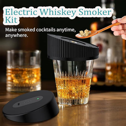Electric Whiskey Smoker Kit, Electric Cocktail Smoker Kit with 6 Flavors Wood Chips, Rechargeable Cocktail Drink Smoker Kit Built in Lighter, Drinks Smoker Kit for Men, Father, Husband