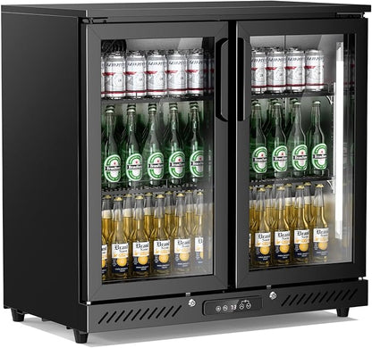 Antarctic Star Commercial Beverage Refrigerator, 6.5 Cu. Ft. Freestanding Glass Double Glass Door Wine Fridge, Adjustable Shelves, Door Lock, 32-50°F Digital Control, Auto Defrost, Commercial Use