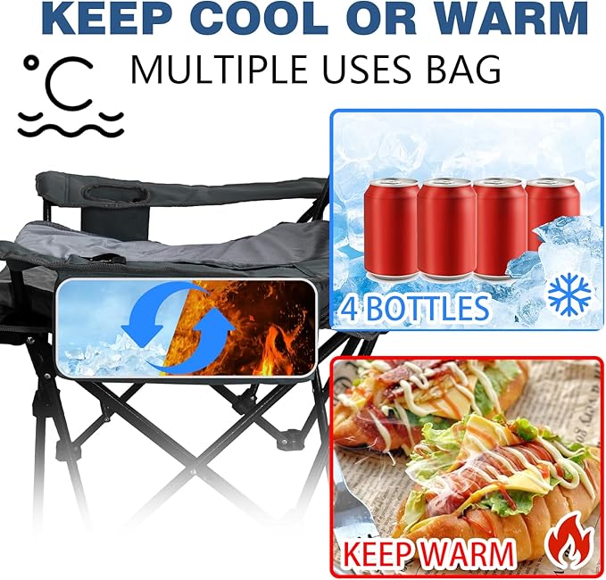 Reclining Camping Chair 4 Position with Foot Rest Comfortable for Adults 265Ibs Folding Lounger Mesh Beach Chair with Cooler Bag,Cotton Cushion and Cup Holder for Outdoor Patio