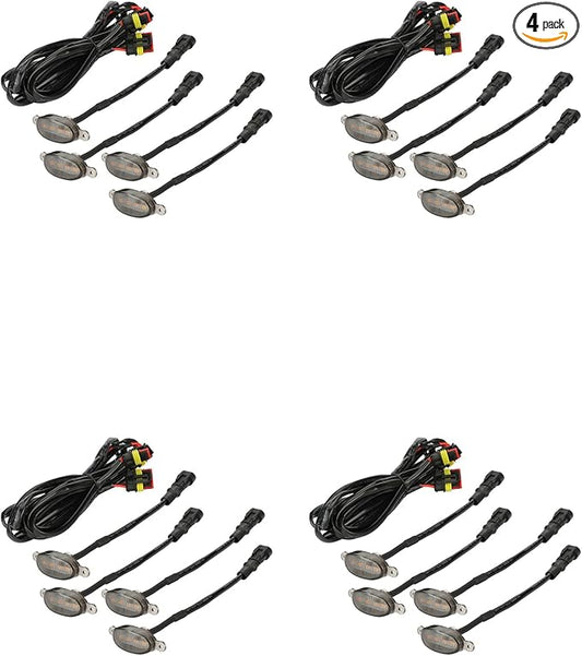 16X Style Smoked Lens Amber LED Front Grille Running Lights for 2009-2018