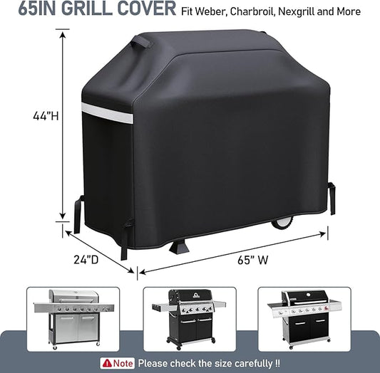 Uniflasy 65 Inch Outdoor Grill Cover for Nexgrill BBQ Cover for Weber Charbroil Kenmore Brinkmann Dyna-Glo Grills, Heavy Duty Waterproof, Special Fade and UV Resistant Material 600 D Polyester